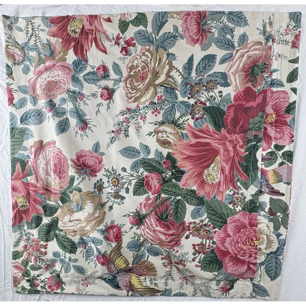 2 Pottery Barn Euro Shams Bird Floral Cottage Roses Jacobean Organic Cotton NWOT